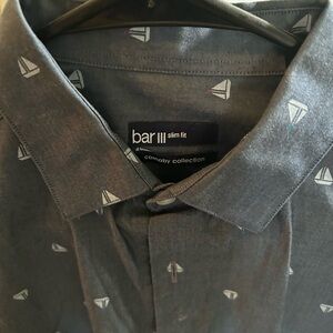 Bar III Slim Fit Charcoal Shirt with Pattern